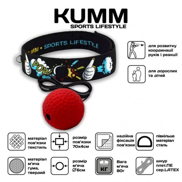 Файтбол для боксу (Fight ball) на голову Blue Pow | М&rsquo;яч гумовий K03360-R K03360-R фото