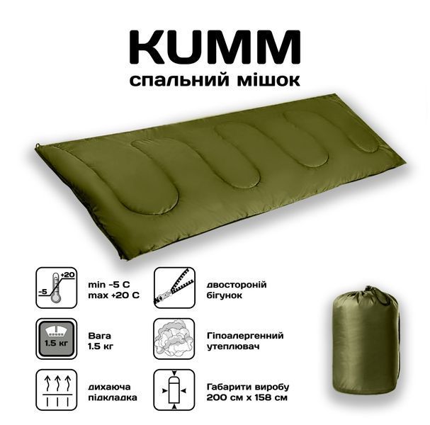 Спальный мешок-одеяло Atumn | Оливковый K01144 K01144 фото