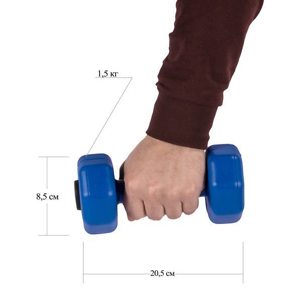 Гантели для фитнеса 1.5 кг (пара) синие Perto K00810 K00810 фото